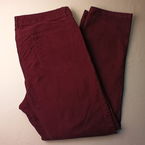 Lands' End Corduroy Jeans Size 14 Fit 1 Mid Rise Tapered Leg Burgundy Wine Color - Picture 1 of 9